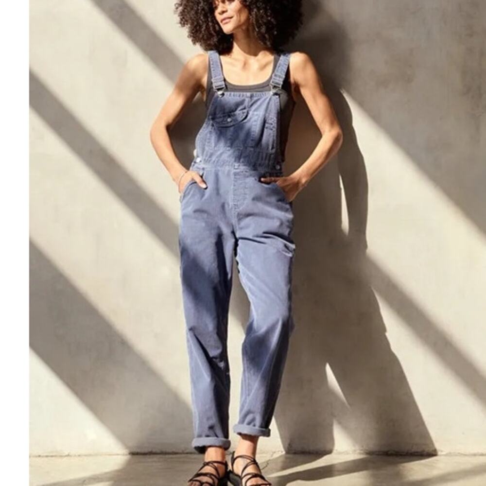Outerknown Voyage Cord Overalls Women's Large Corduroy Dusty Blue Straight Boho